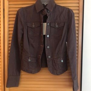NWT Calvin Klein Jeans Cropped Jean Jacket - Dark Brown Size XS